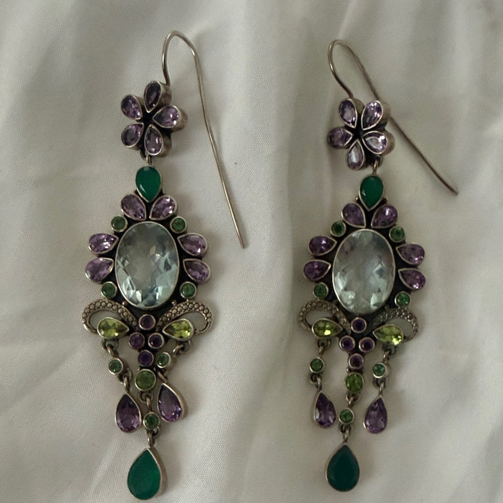 Nicky Butler Silver, Purple, and Green Earrings